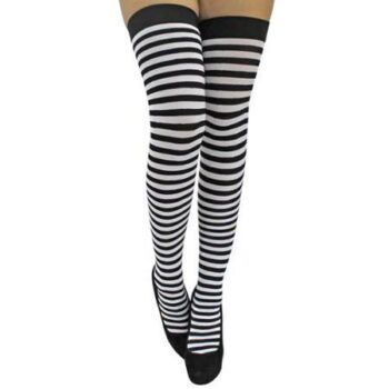 Black & white stripe over the knee stockings