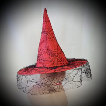Red witch hat with veil