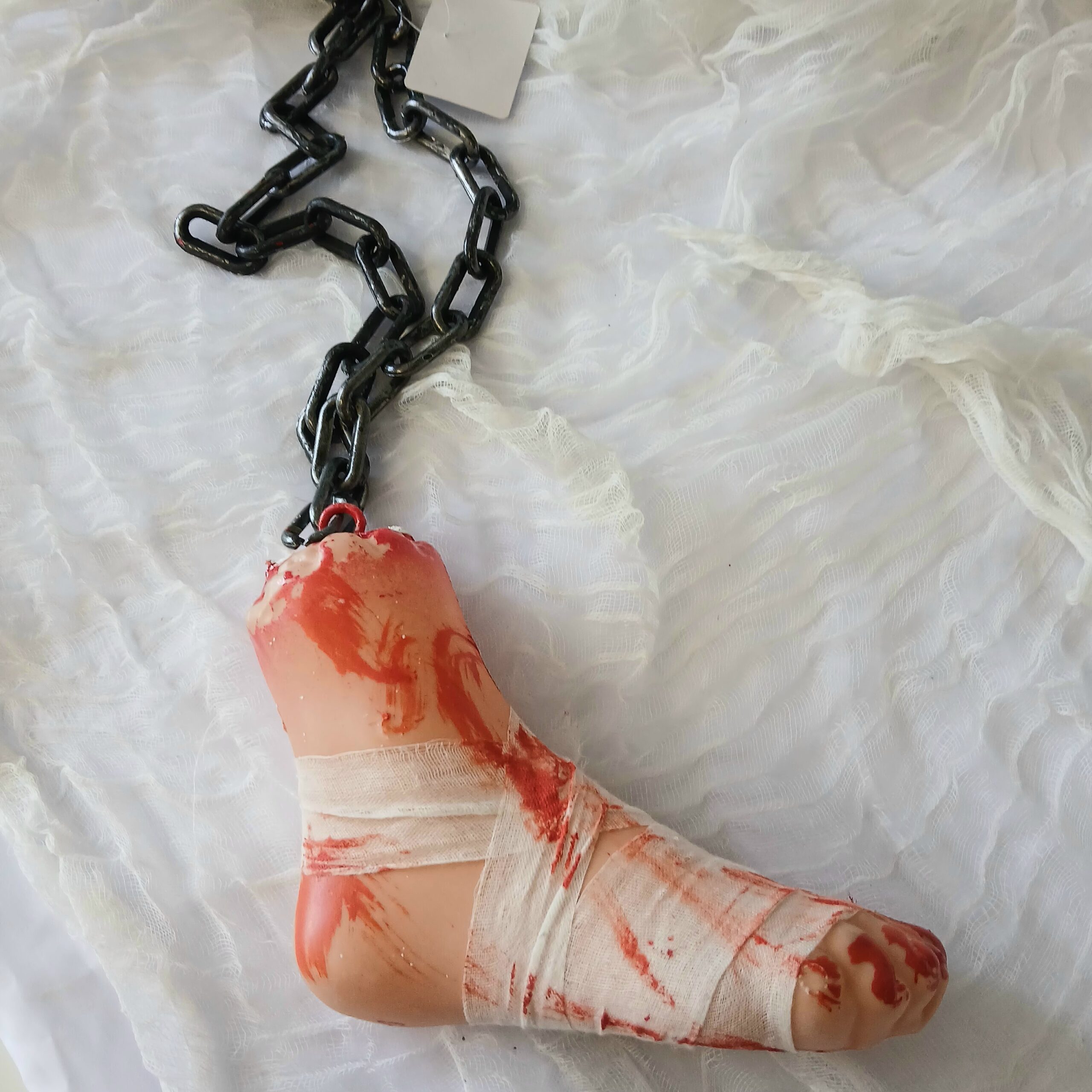 Bloody cut off foot