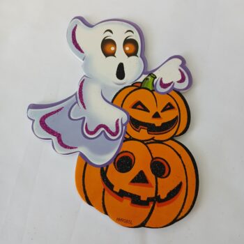 Small ghost & pumpkin hanging decoration.