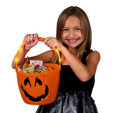 Pumpkin bucket with light up handle